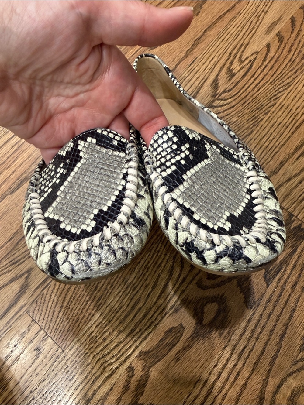 Jack Rogers Leather Snake-Print Braided Moccasins Size 8 - Picture 6 of 6